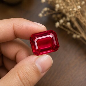 17 Karat natürlicher roter Rubin im Smaragdschliff | Zertifizierter loser Burma-Rubin | AAA-Rubin für Ringe, Anhänger und Schmuckherstellung