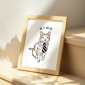 Custom Pet Portrait Digital Download – Funny Dog or Cat Cartoon Line Art Drawing – Personalized Pet Gift for Dog Mom, Cat Dad, Animal Lovers