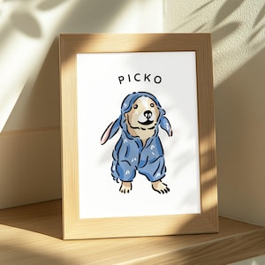 Funny Custom Pet Portrait Digital Download – Cartoon Dog or Cat Drawing with Hat or Glasses – Personalized Pet Gift for Animal Lovers