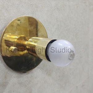 Pure Brass Wall Sconce: Small Flush Mount Vanity Light