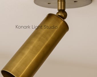Cylindrical Pure Brass Wall Sconce: Small Flush Mount Vanity Light, Mirror Focus Light