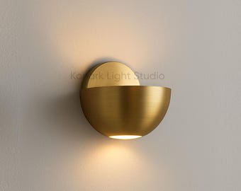 Handmade Minimalist Wall Light Fixture - Modern Brass Half Dome Wall Sconce