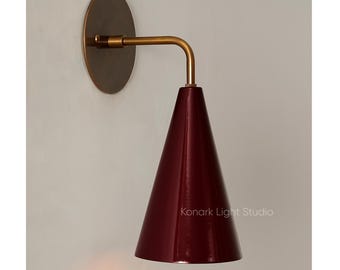 Modern Brass Cone Wall Sconce: Mid-Century Vanity Light