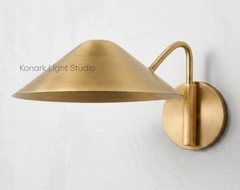 Mid Century Modern Brass Wall Sconce Lighting Fixture - Minimalist Swing arm  Antique Wall Light