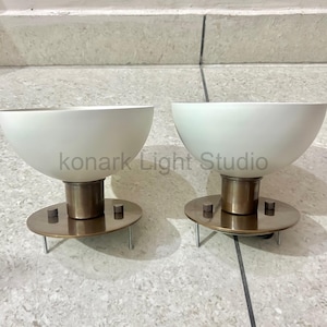 Pure Brass Flush Mount Wall Sconce Set of 2 - Entryway Lighting