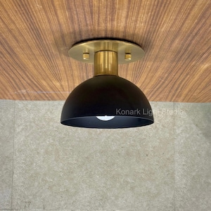 Handcrafted Pure Brass Flush Mount Wall Sconce - Entryway Lighting
