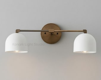 Mid Century Double Wall Sconce Brass Vanity Light - Bathroom Wall Lamp