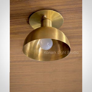 Handmade Pure Brass Flush Mount Wall Sconce: Vanity Light, Entryway Lamp