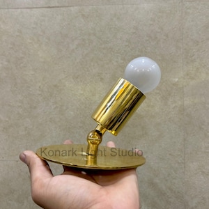 Pure Brass Wall Sconce: Small Flush Mount Vanity Light
