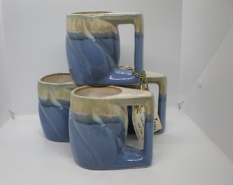 Vintage Rodolfo Padilla Signed Set of 4 Large Stoneware Coffee or Soup Mugs