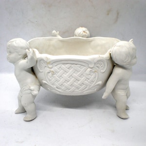 Vintage Charming Cherub White Planter or Compote