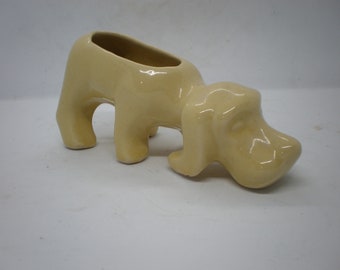 Vintage Yellow Hound Dog Vase or Ceramic Planter