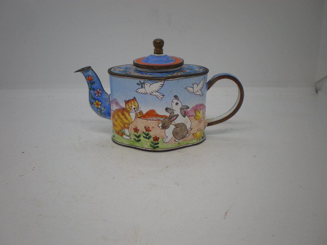 Vintage Pretty 1999 Kelvin Chen Enameled Miniature Teapot Etsy