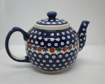 Vintage Boleslawiec Polish Ceramic Teapot