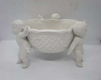 Vintage Charming Cherub White Planter or Compote