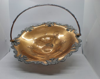 Vintage Pewter and Copper Bowl Basket