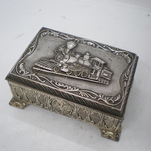 Vintage Silverplate Train Trinket Box: Jewelry Storage