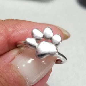 Sterling Silver Paw Print Ring: Minimalist Pet Lover Jewelry