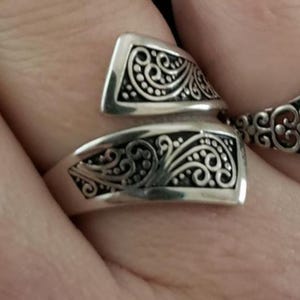 Oxidized Sterling Silver Filigree Wrap Ring - Adjustable Boho Jewelry