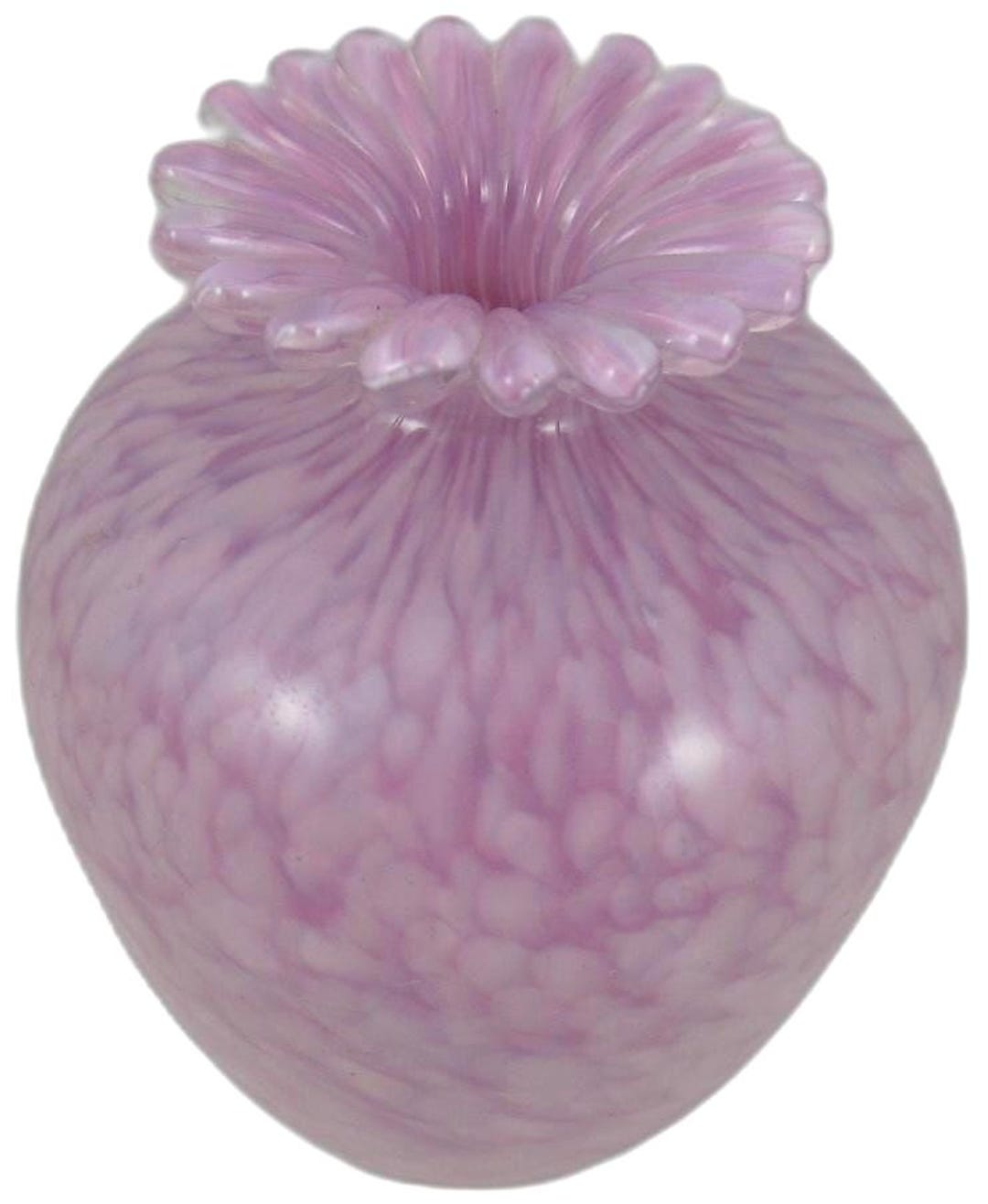 Pink Ruffle Rim Beautifull Pink Handmade Art Glass Vase With Ruffle Rim. - Etsy