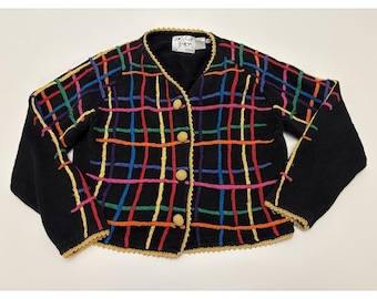 VTG Michael Simon Parities Knitted Colorful Cardigan SZ M