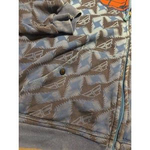 Men's VTG Fly Racing Hooded Blue Jacket All Over Print SZ XL Y2K image 4