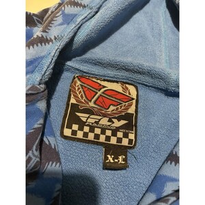 Men's VTG Fly Racing Hooded Blue Jacket All Over Print SZ XL Y2K image 3