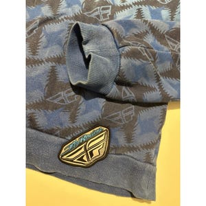 Men's VTG Fly Racing Hooded Blue Jacket All Over Print SZ XL Y2K image 7