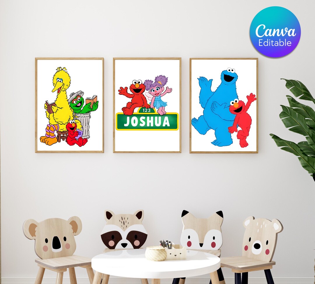 Personalized Sesame Street Wall Decor, Kids Sesame Street Wall Art ...