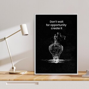 Create Opportunity Printable Wall Art | Motivational Quote Digital Download | Inspirational Poster for Home Office | Modern Minimalist Wall