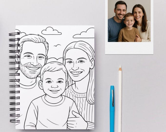Custom Digital Coloring Book from Photo, Personalized 15 Page Drawing Book Gift