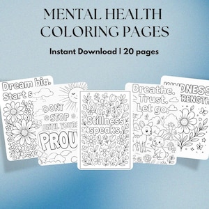 Achtsamkeit Malbuch für Erwachsene | Inspirierende Zitate für psychische Gesundheit und Stressabbau | Selbstfürsorge Ausmalbilder PDF Download