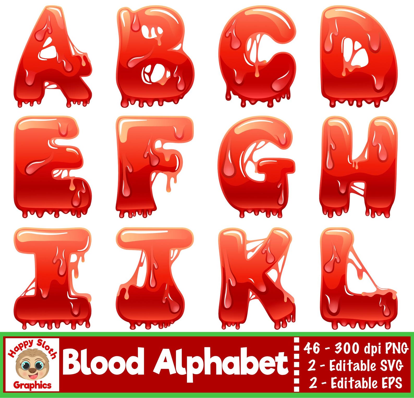 Blood Alphabet Vector Clipart Set. Halloween Font. - Etsy