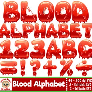 Blood Alphabet Vector Clipart Set. Halloween Font. - Etsy