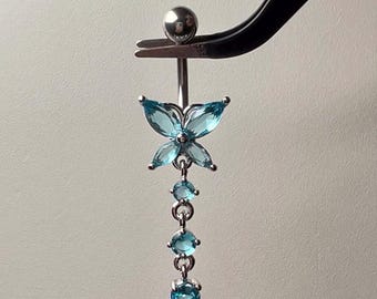 Dangly Butterfly Dragonfly Belly Bar - Navel Piercing Jewellery - 316L Surgical Steel