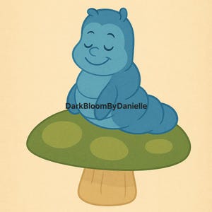 Alice in wonderland cartoon caterpillar- digital