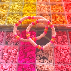 pink preppy clay bead bracelet