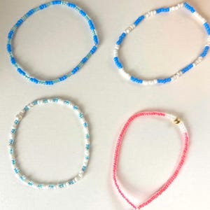 Blue or Pink Beaded Bracelet