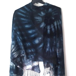 Handmade Tie Dye/Ice Dye Wrap/Scarf/Single Batch Wrap-100% Cotton Blue Black Smoke