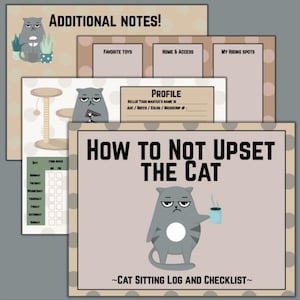 Funny Cat Sitting Log Printable – Pet Sitter Checklist, Cat Care Tracker PDF, Daily Pet Report Sheet for Cat Owners & Sitters