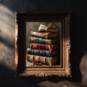 Books of the Bewitched - Vintage Wall Prints - Stacked Book Print - Maximalist Wall Art - Gothic Wall Art - Dark Academia Art-Moody Wall Art