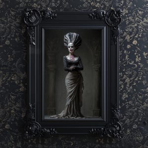 Bride of Frankenstein - Frankenstein - Maximalist Wall Art - Gothic Wall Art - Dark Academia Wall Art- Halloween Wall Art - Dark Fantasy Art