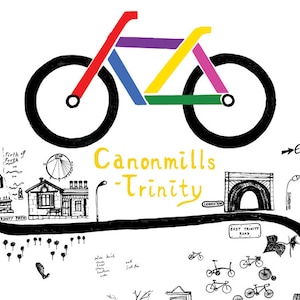 Edinburgh City Cycle route carte - « Canonmills - Trinité »--affiche grand format 60 x 80cm