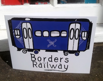 Tarjeta de felicitación de Borders Railway - tarjeta de felicitación del NUEVO Scottish Borders Railway Train