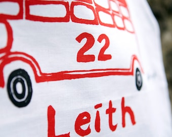 Leith Tea Towel - Toalla de té de algodón serigrafiada a mano de Leith- en el norte de Edimburgo