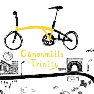 Mapa da ciclovia da cidade de Edimburgo - 'Canonmills - Trinity' - BROMPTON - Pôster grande 60 x 80 cm