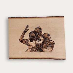 David Tyree Woodburn | Hand-Burned Giants Football Art | Super Bowl Pyrography | New York Sports | 2007 Giants Super Bowl Catch