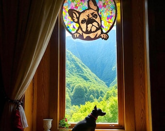 French Bulldog Stained Glass-Style Suncatcher | Dog Lover Gift | Window Decor