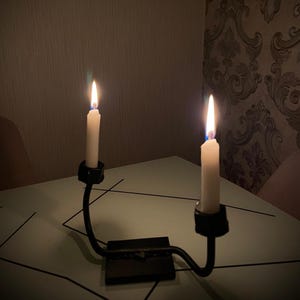 Wrought iron tealight holder Decorative hand forged metal candle holder Welded Metal Candle Holder - minimal - Handmade Steel Candle Stand