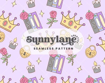 Romantasy Book Seamless Pattern: Fantasy Graphic (Digital Download, 300 DPI PNG)